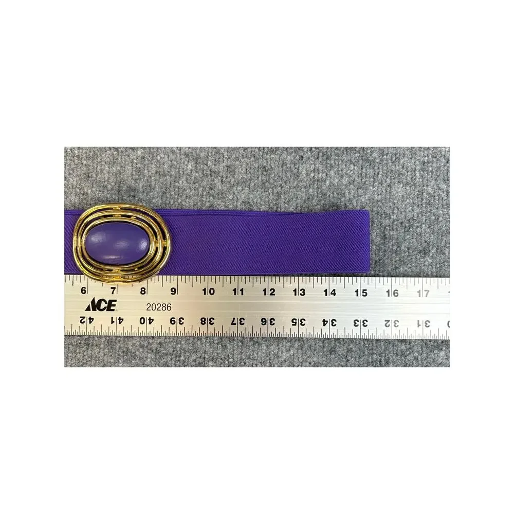 Vintage Day Lor Purple / Gold belt Oval Buckle with Leather accent Sz 30/32